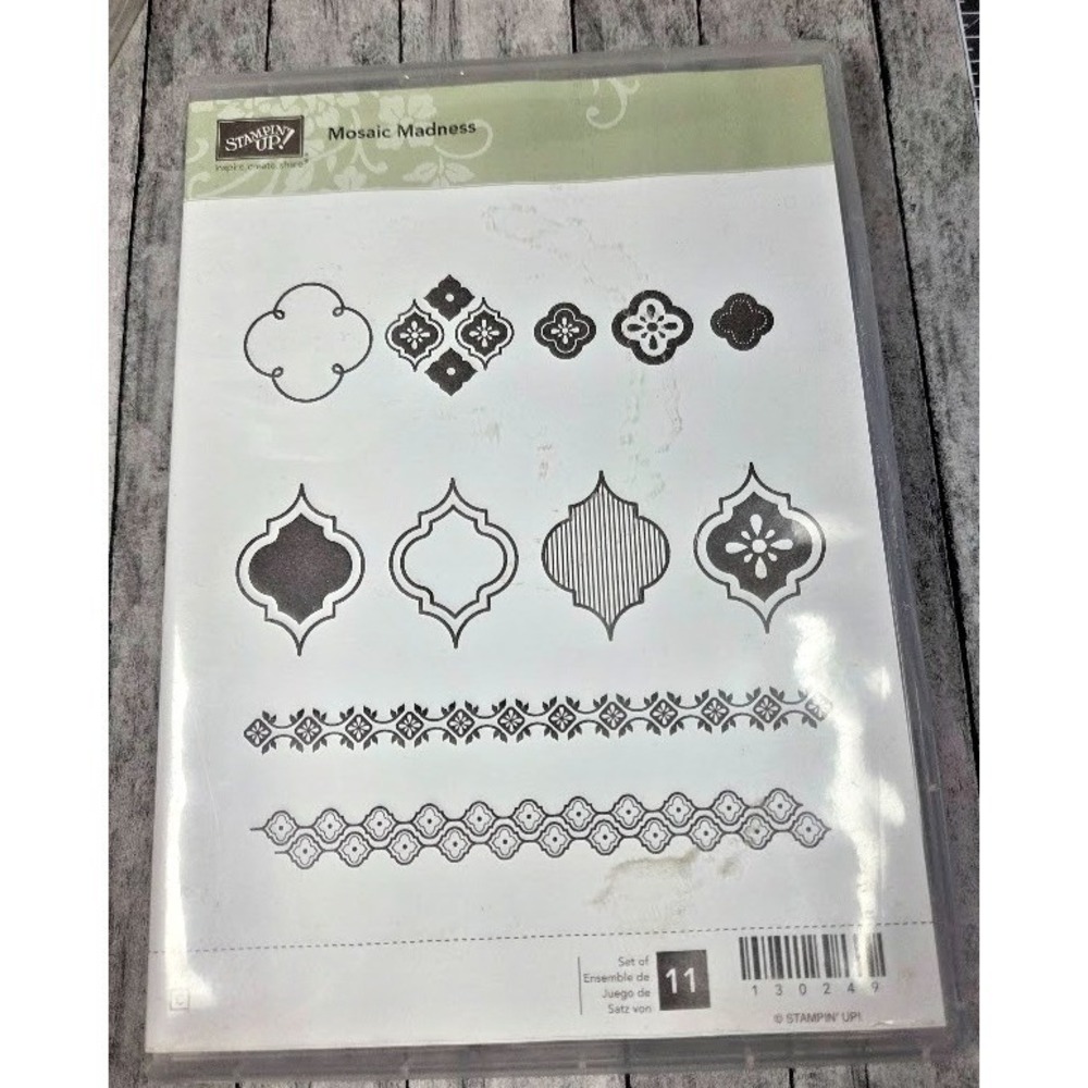 Stampin Up! Mosaic Madness Rubber Stamp Set Of 11 Design Art Borders